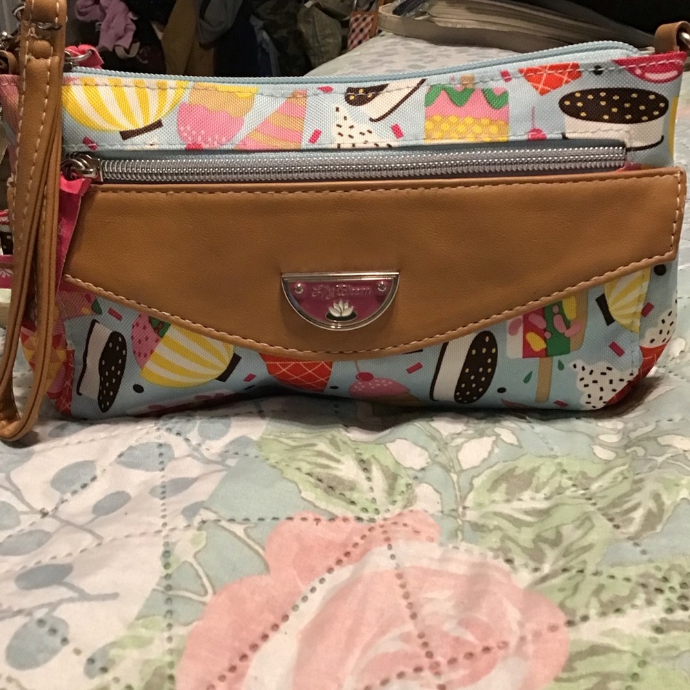 Lily Bloom Ice Cream Print Clutch With Tan Accents